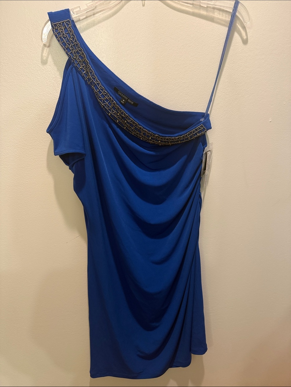 NWT Women’s Gianni Bini Cobalt Blue one-shoulder dress. Size Medium.